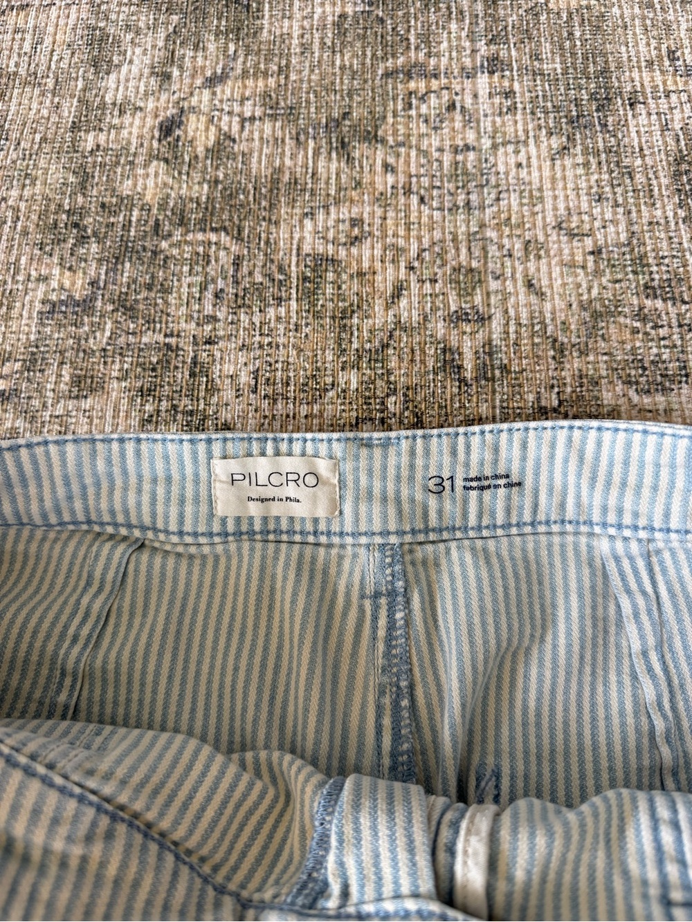 Pilcro High Rise Wide Leg Painter Pants Utility Blue & White Stripe Size 31 - Picture 7 of 10